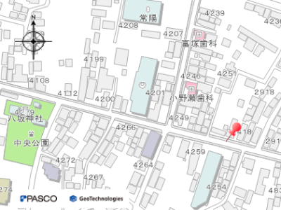 旧小野瀬家住宅店舗周辺地図
